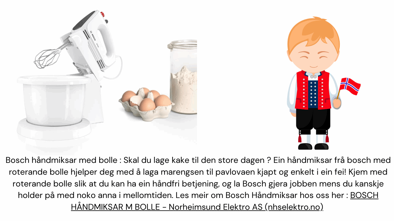 Bosch håndmiksar med bolle Skal du lage kake til den store dagen Med ein håndmiksar frå bosch med roterande bolle får du laga marengsen til pavlovae
